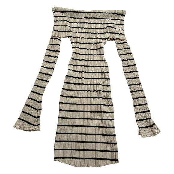 Meshki Dominica Off Shoulder Knit Mini Dress in Ivory - Picture 1 of 7